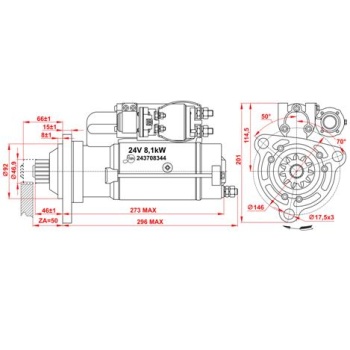 Starter KAMAZ,URAL,LIAZ  24v 8.1kW 