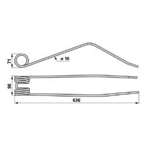 Rake tine Lely Hibiscus 485;855:1525 Ø9.5 (L)
