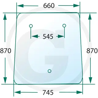 Küljeklaas aukudega MTZ 80-6708901 (749/655x865mm) suur kabiin