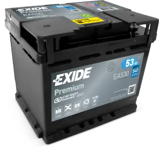 Aku 53Ah 540A 207x175x190mm Exide EA530