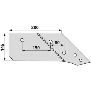 Plough share Kverneland 053085 replaces pointed share