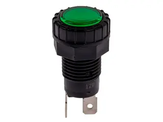 Green LED indicator light 10-30V Ø17mm 2x6.3mm terminal