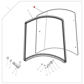 Rear corner window MF 3902131M1 (556/629x754/859mm) greenish MF0981